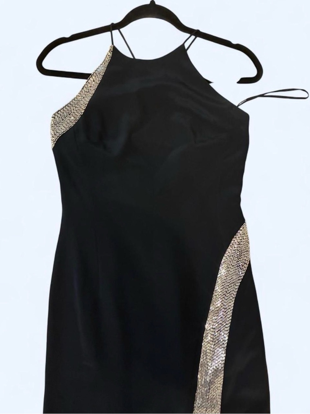 Black Evening Halter Gown with Sequin Accent - Size 4 - Picture 3 of 7